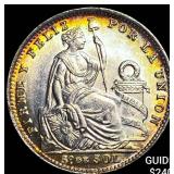 1916 Peru Silver 1/5 Sol CHOICE AU