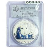 2011 10Yn China Panda 1oz PCGS MS70