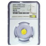 2025 1/200oz Gold Christmas Snowman NGC MS70