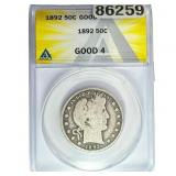 1892 Barber Half Dollar ANACS G4
