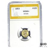 1853 Seated Liberty Half Dime PGA MS66+ Arrows