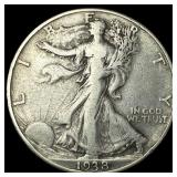 1938-D Silver Walking Liberty Half Dollar ABOUT UN