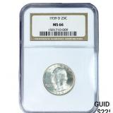 1939-D Washington Silver Quarter NGC MS66