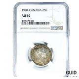 1904 Canada 25C NGC AU50