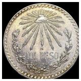 1945 Mexico Silver 1 Peso CLOSELY UNCIRCULATED