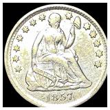 1857 Silver Seated Liberty Hallf Dime CLOSELY  UN