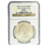 1882-O/S Morgan Silver Dollar NGC MS60 VAM-3