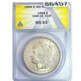 1888 Morgan Silver Dollar ANACS MS63 VAM-16 DDR