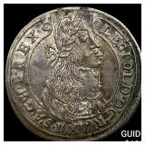 1676 Hungary Silver 15 Krajczar Leopold I UNCIRCUL