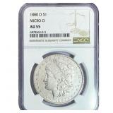 1880-O Morgan Silver Dollar NGC AU55 Micro O