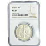 1946-S Walking Liberty Half Dollar NGC MS64