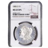 1885-O Morgan Silver Dollar NGC MS63 DPL