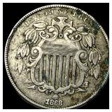 1868 Shield Nickel NEARLY UNCIRCULATED