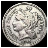 1865 Nickel Three-Cent Piece NEARLY UNCIRCULATED