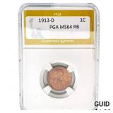 1913-D Wheat Cent PGA MS64 RB