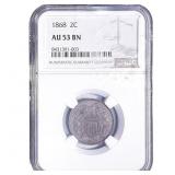 1868 2C Sheild Nickel NGC AU53 BN