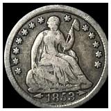 1853 Arrows Seated Liberty Half Dime LIGHTLY CIRCU