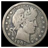 1901 Barber Silver Quarter LIGHTLY CIRCULATED