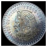 1948 Mexico Silver 5 Pesos CuauhtÂ©moc SUPERB GE