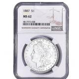 1887 Morgan Silver Dollar NGC MS62