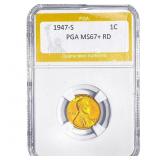 1947-S Wheat Cent PGA MS67+ RD