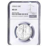 1934-D Walking Liberty Half Dollar NGC MS64