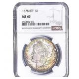 1878 8TF Morgan Silver Dollar NGC MS63