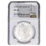 1878 7/8TF Morgan Silver Dollar NGC MS62 Weak