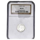 1964 Roosevelt Dime NGC MS66