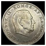 1968 Denmark .5247oz Silver 10 Kroner NEARLY UNCIR