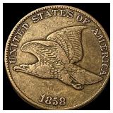 1858 Copper-Nickel Flying Eagle Cent NEARLY UNCIRC