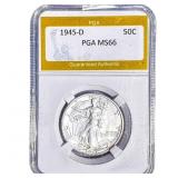 1945-D Walking Liberty Half Dollar PGA MS66