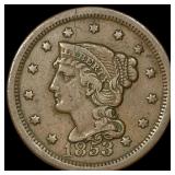 1853 Braided Hair Large Cent NEARLY  UNCIRCULATED