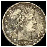 1905-S Silver Barber Half Dollar LIGHTLY  CIRCULA