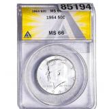 1964 Kennedy Half Dollar ANACS MS66