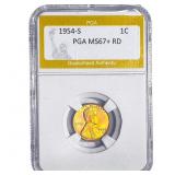 1954-S Wheat Cent PGA MS67+ RD