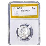 1935-D Washington Silver Quarter PGA MS64