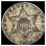 1856 Silver Three-Cent Piece NEARLY  UNCIRCULATED