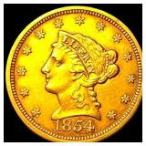 1854-D Gold $2.50 Liberty Head Quarter Eagle CLOSE