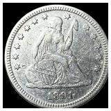 1891 Silver Seated Liberty Quarter NEARLY UNCIRCUL
