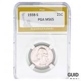 1938-S Washington Silver Quarter PGA MS65