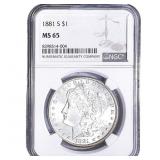 1881-S Morgan Silver Dollar NGC MS65