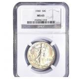 1940 Walking Liberty Half Dollar NGC MS65