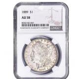 1889 Morgan Silver Dollar NGC AU58