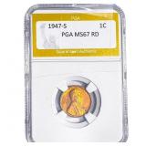 1947-S Wheat Cent PGA MS67 RD