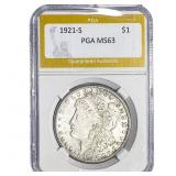 1921-S Morgan Silver Dollar PGA MS63
