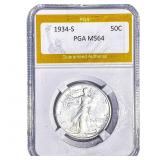 1934-S Walking Liberty Half Dollar PGA MS64