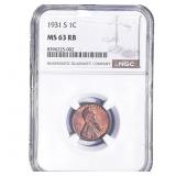 1931-S Wheat Cent NGC MS63 RB