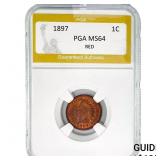 1897 Indian Head Cent PGA MS64 RED
