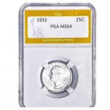 1932 Washington Silver Quarter PGA MS64